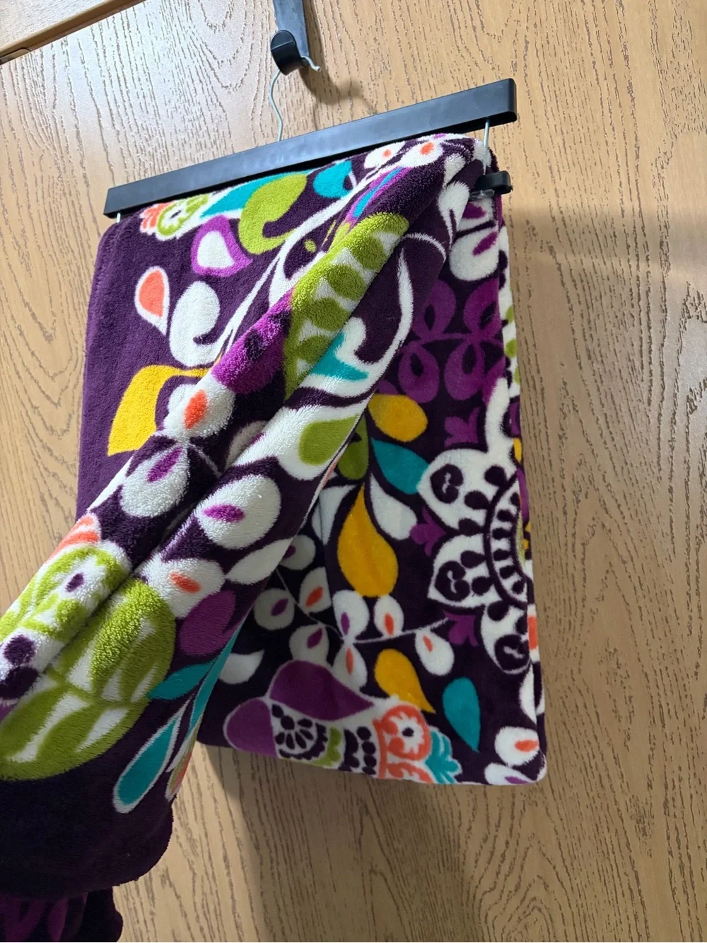 Vera Bradley Purple Floral Plush Throw Blanket Soft Cozy Fleece Home Decor